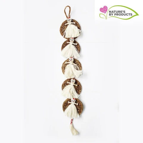 Handwoven Decorative White Doll Wall Hanging : Natural Jute