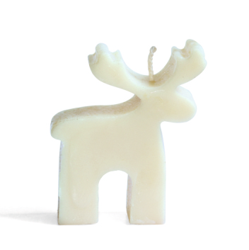 REINDEER White Decorative Candles – Set of 12 with 2 Burning Plates