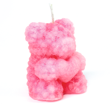 TEDDY HEART (S) Mix Coloured Decorative Candles – Set of 12 with 2 Burning Plates