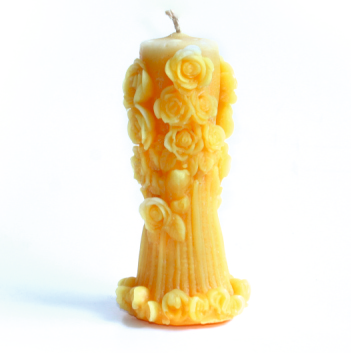 ROSE PILLAR (M) Mix Coloured Candle Set of 6 with 2 Burning Plates