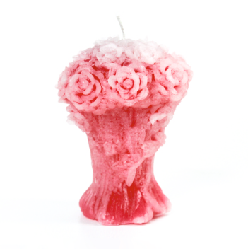 ROSE TREE (L) Mix Coloured Candle Set of 6 with 2 Burning Plates