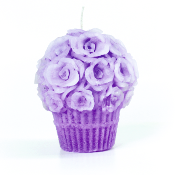 ROSE CUP (L) Mix Coloured Candle Set of 2 with 2 Burning Plates
