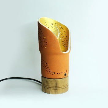 LILY Handcrafted Terracotta Table Lamp – Wooden Base
