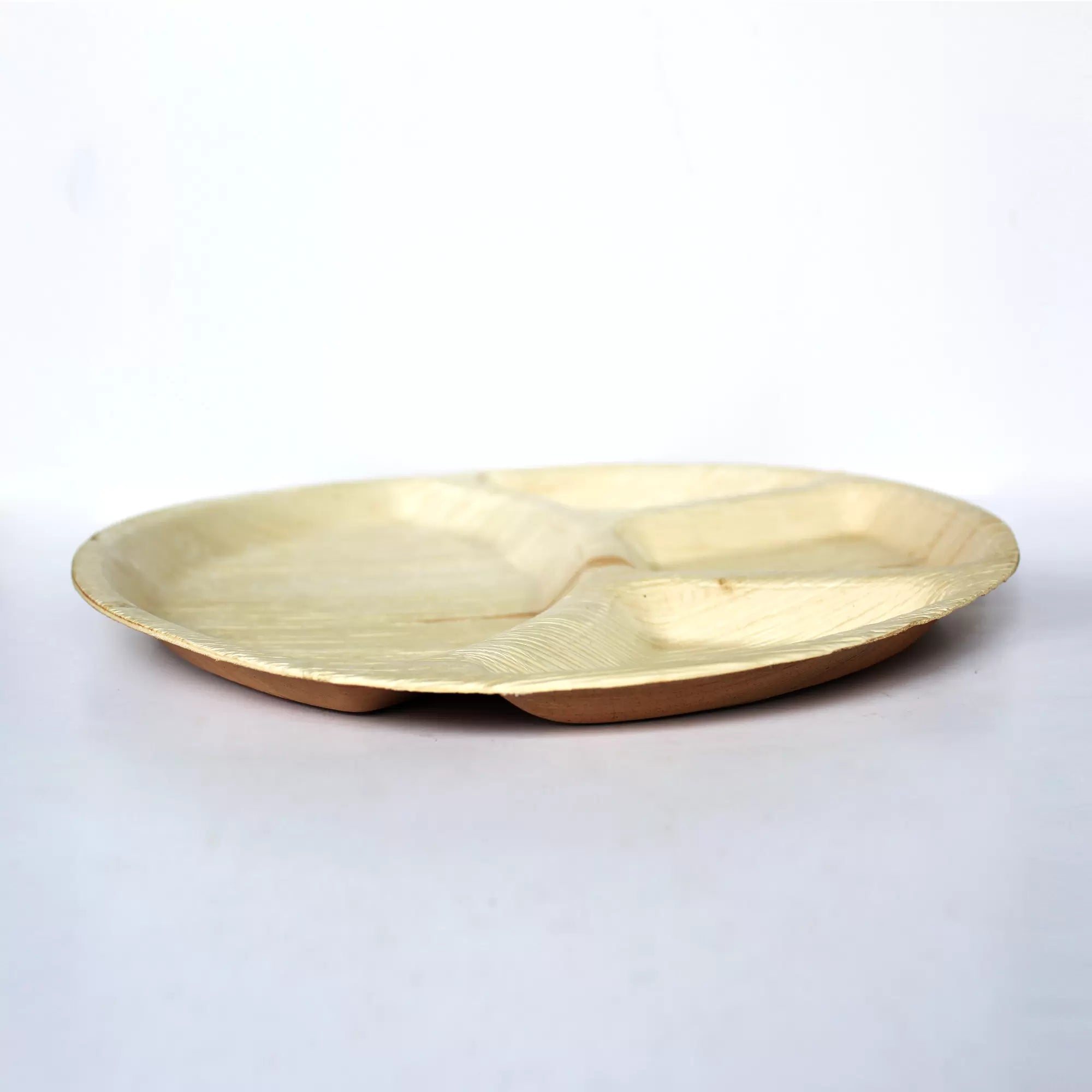 Areca Leaf Circular Thali with 4 Compartments – Set of 100