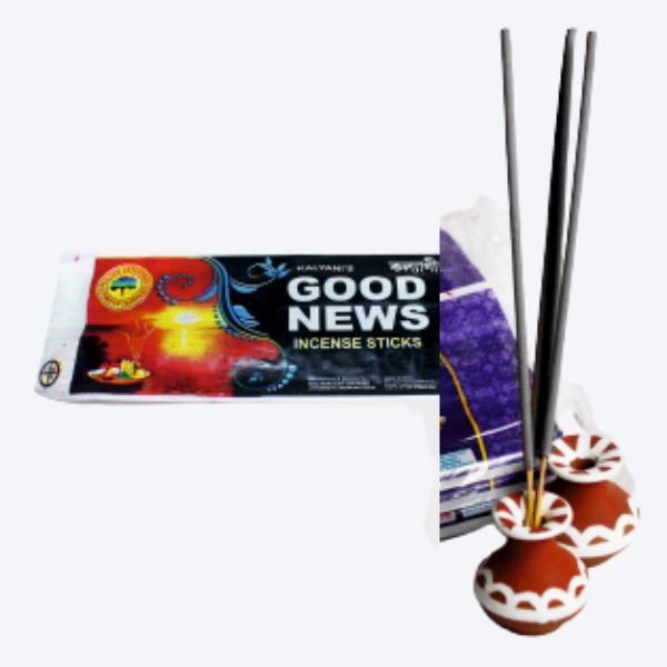 12 Pouches + 2 Handi Stands - GOOD NEWS COMBO Everyday (Regular) Puja Agarbatti