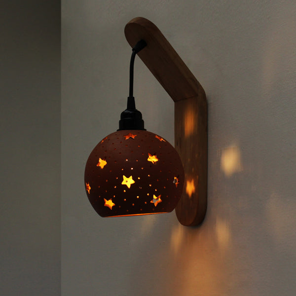 GLO Star Wall Light with Wooden Holder - Design 1