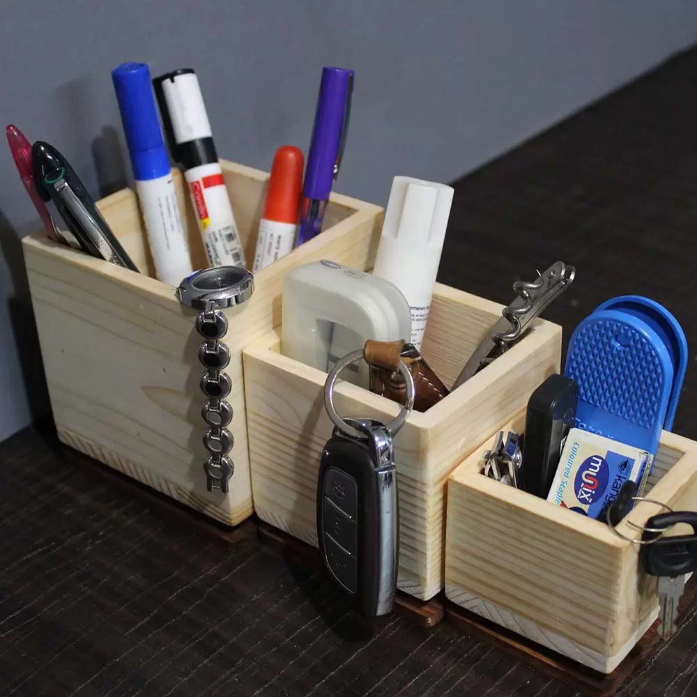 Nested Wooden BOX set of 3: Tabletop Organizer