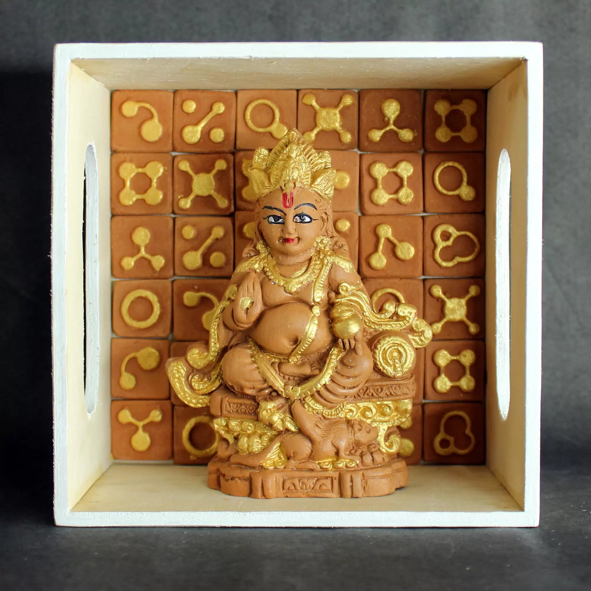 Dhanaraj Kuber Idol – Handcrafted Terracotta Idol with Wooden Frame