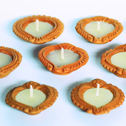 Handmade Motif Diya Wax Filled Candles – Set of 12