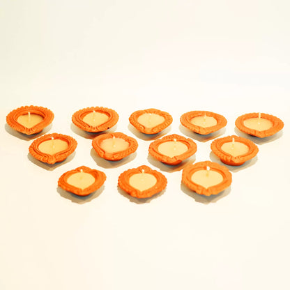 Handmade Motif Diya Wax Filled Candles – Set of 12