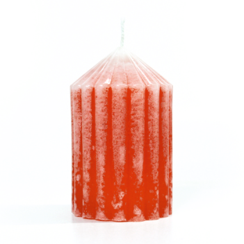 STRAW PILLAR (M) Mix Coloured Candle Set of 6 with 2 Burning Plates