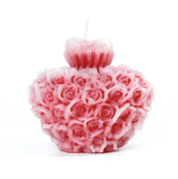 ROSE HEART (M) Mix Coloured Candle Set of 6 with 2 Burning Plates