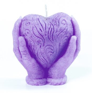 HEART HAND (L) Mix Coloured Candle Set of 6 with 2 Burning Plates