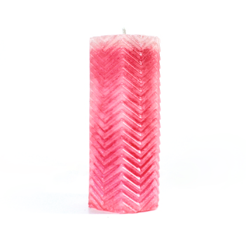 ZIGZAG PILLAR (L) Mix Coloured Candle Set of 2 with 2 Burning Plates