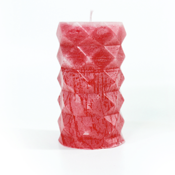 DIAMOND PILLAR (L) Mix Coloured Candle Set of 2 with 2 Burning Plates