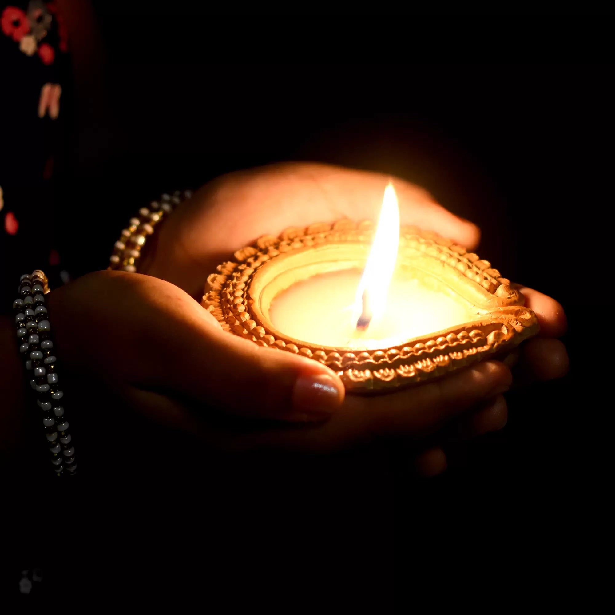 Handmade Motif Diya Wax Filled Candles – Set of 12