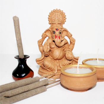 Little Ganesh Gift Pack – Terracotta Puja Combo Kit - Design 1