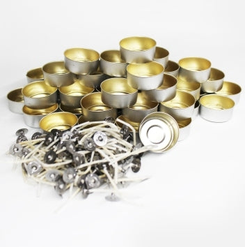 ALUMINUM CUPS + WICKS Tealight Candle Making Kit