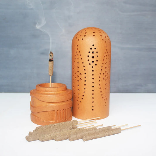 Straw Dome Incense Stick Stand + Pure Dhuna Sticks