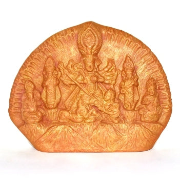FAMILY Durga (T2) Natural Terracotta Table Top Standee Idol