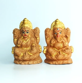 Little (XS1) Laxmi & Ganapati Terracotta Idol Pair