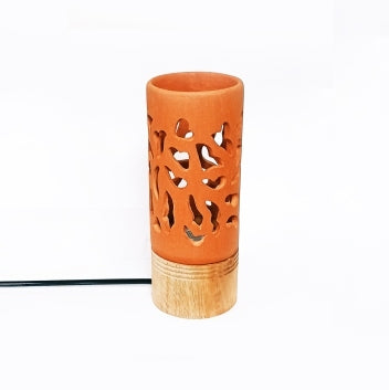 STRAW Mini (Wooden Base) Terracotta Table Lamp