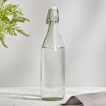 Glass Water Bottle with Swing-Top Stopper (1000ml, Plain)