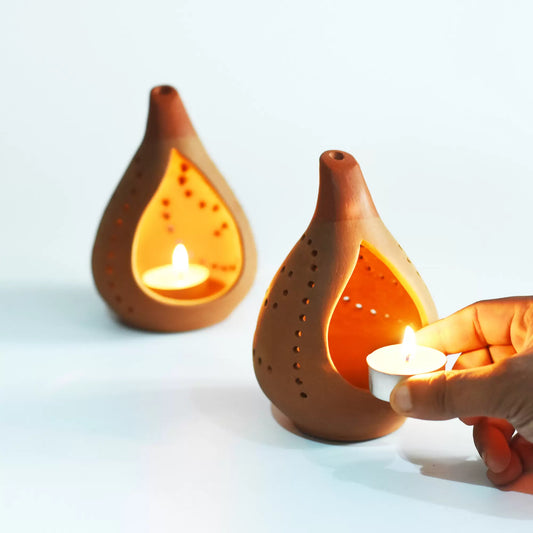Droplet Candle Holder Set of 2 + 2 tealights Free