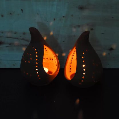 Droplet Candle Holder Set of 2 + 2 tealights Free