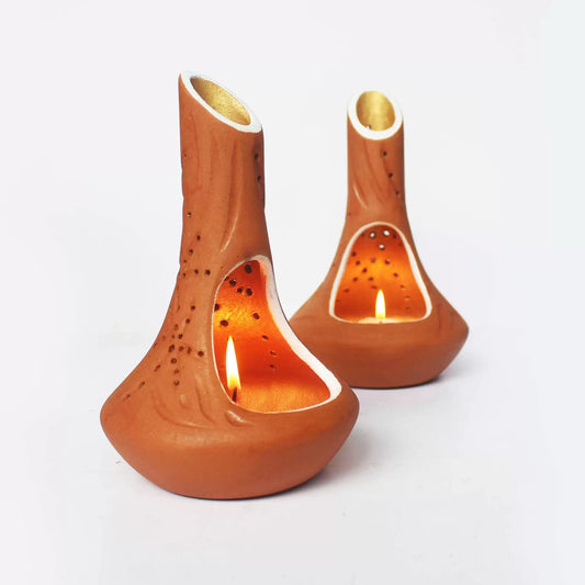Fountain 2 Candle Holder Set Of 2 + 2 tealights Free