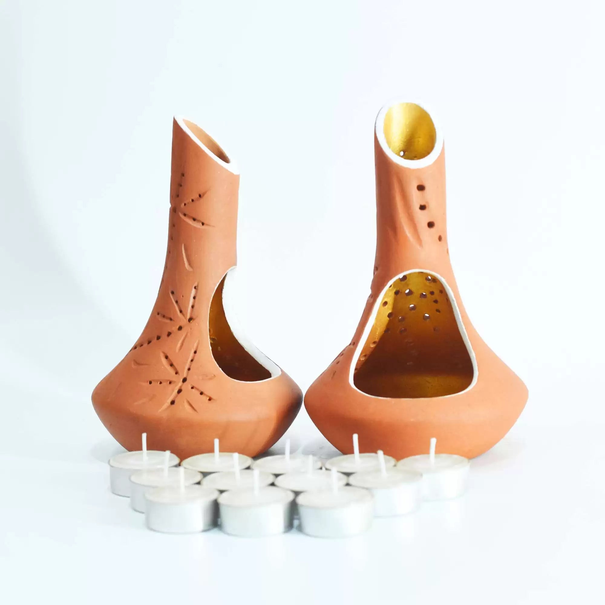 Fountain 2 Candle Holder Set Of 2 + 2 tealights Free