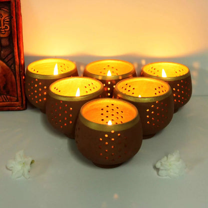 TUB Tea Light Holder Set of 6 + 6 HD Candles FREE