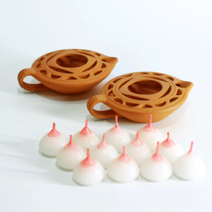 QUEEN DIYA Candle Holder Set of 2 + 2 HD Candles FREE