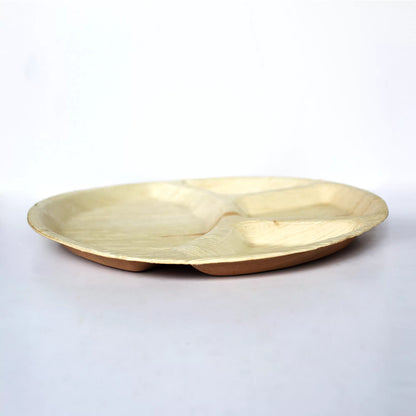 Areca Leaf Circular Thali with 4 Compartments – Set of 100