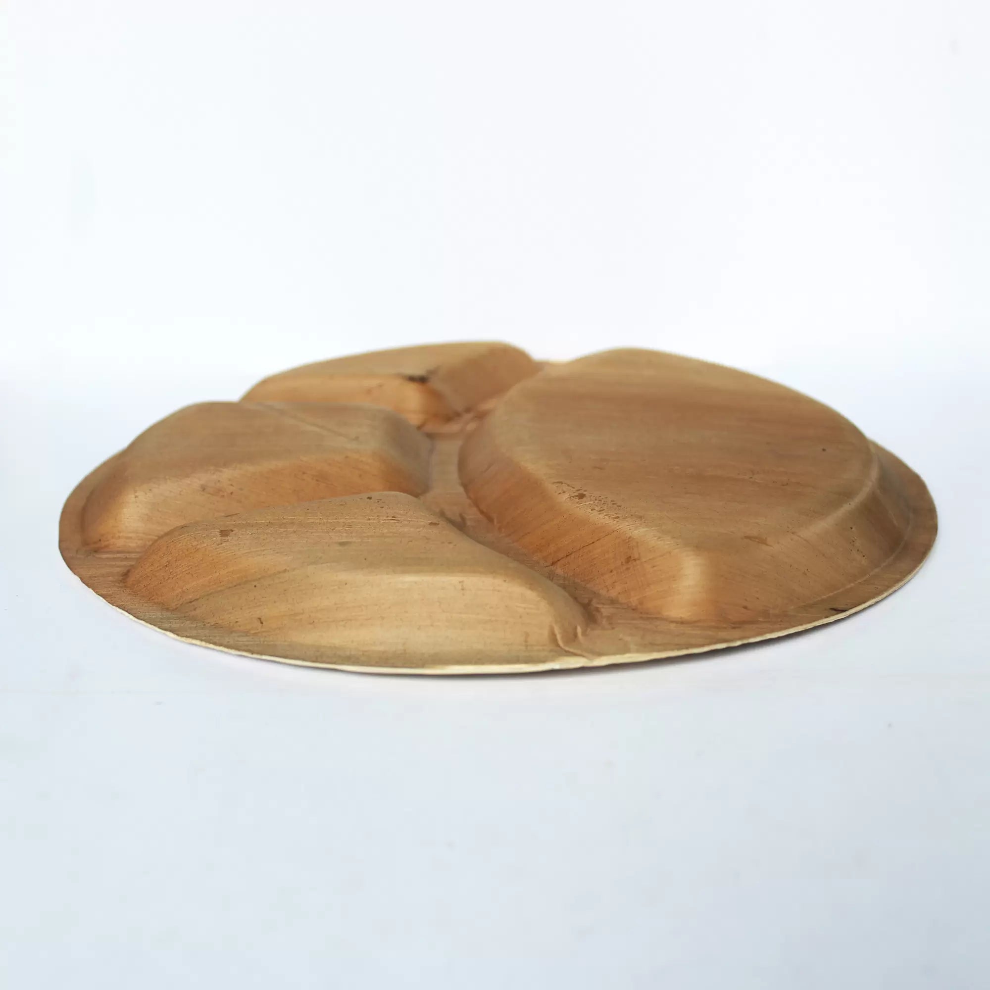 Areca Leaf Circular Thali with 4 Compartments – Set of 100