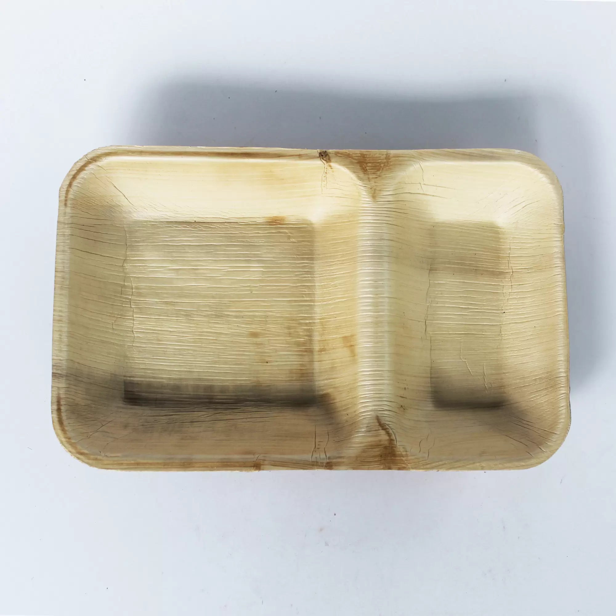 Areca Leaf Rectangular 2 Cavities Tiffin / Snacks Plate – Set of 100