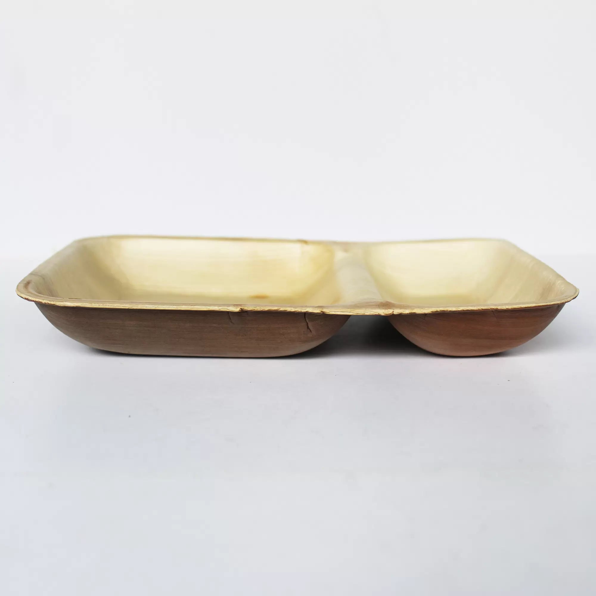 Areca Leaf Rectangular 2 Cavities Tiffin / Snacks Plate – Set of 100