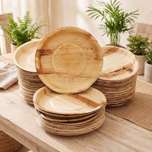 Areca Leaf Round / Circular Clean Design Plates – Set of 50