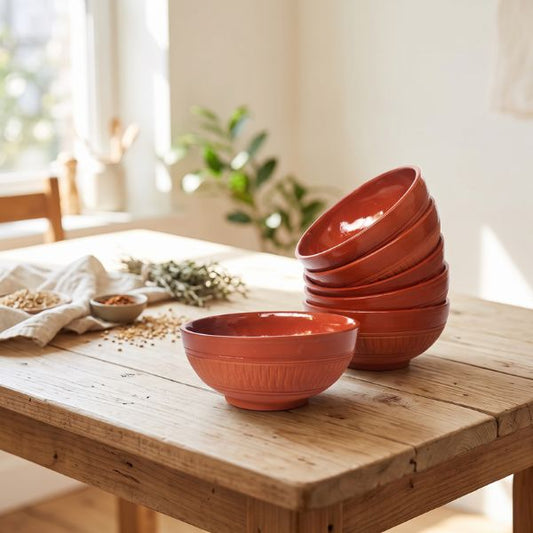 BOWL (L) Terracotta Glazed Serving Bowls (Set of 6)