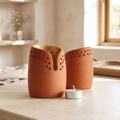 BUD1 - Bud Terracotta Candle Pod Set of 2 + 2 Candles Free