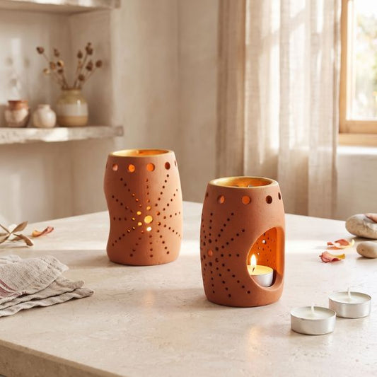 BUD2 - Bud Terracotta Candle Pod Set of 2 + 2 Candles Free