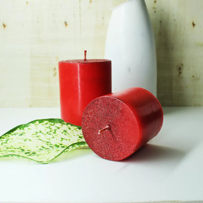 Christmas Special Red Pillar Candles – Set of 4