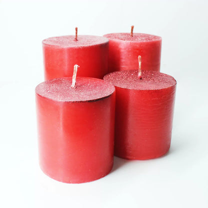 Christmas Special Red Pillar Candles – Set of 4