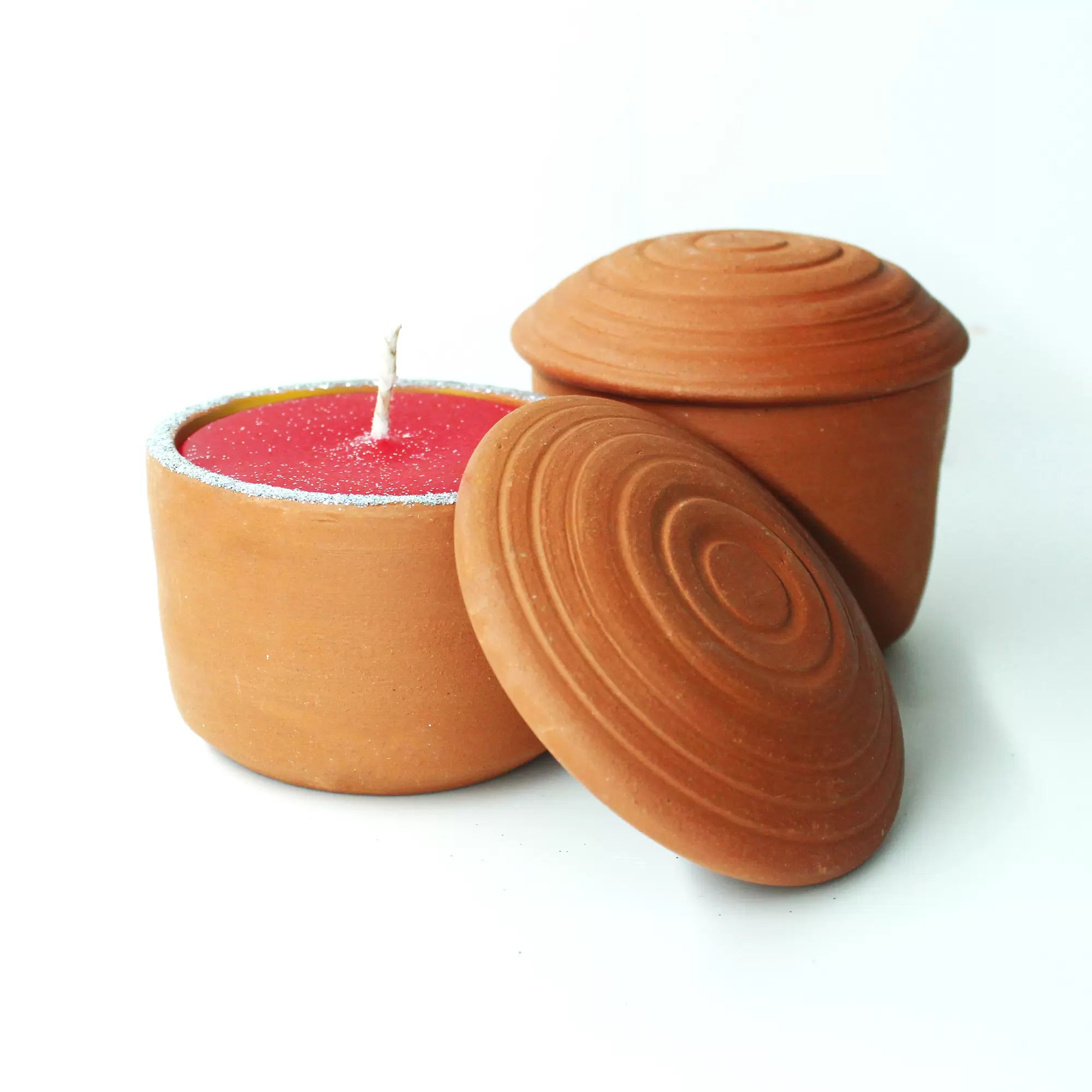 HUT Premium Soy Wax Blend Candles / Reusable Candle Holder Pot – Set of 2