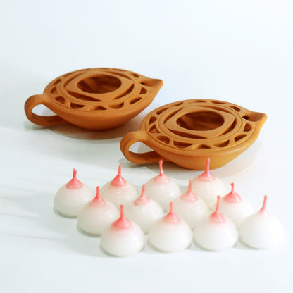 Queen Diya Candle Holder Set of 2 + 2 HD Candles Free