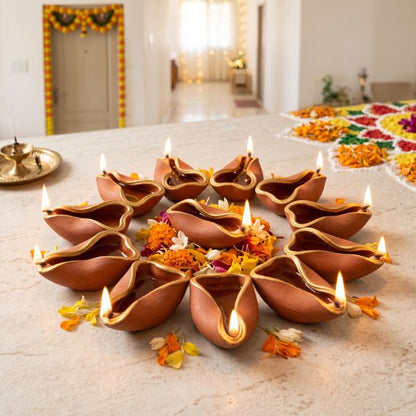CURVY Diya Handcrafted Terracotta Diya – Set of 12