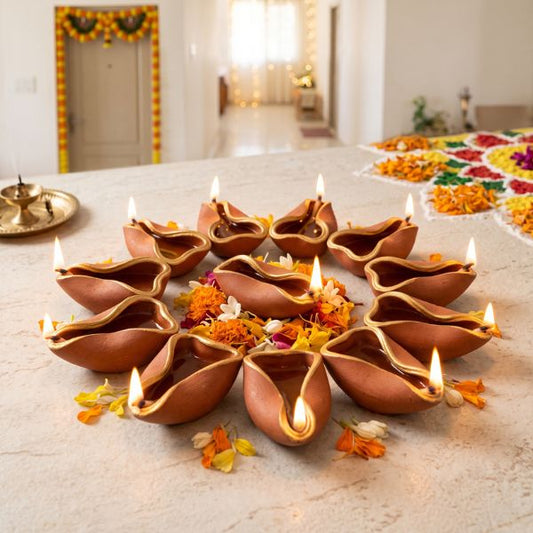 CURVY Diya Handcrafted Terracotta Diya – Set of 12