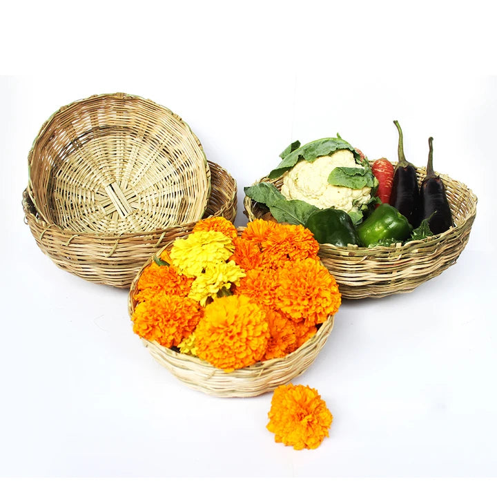 Bamboo Basket : Traditional Vegetable Basket : Set of 4