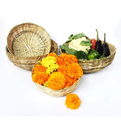 Bamboo Basket : Traditional Vegetable Basket : Set of 4