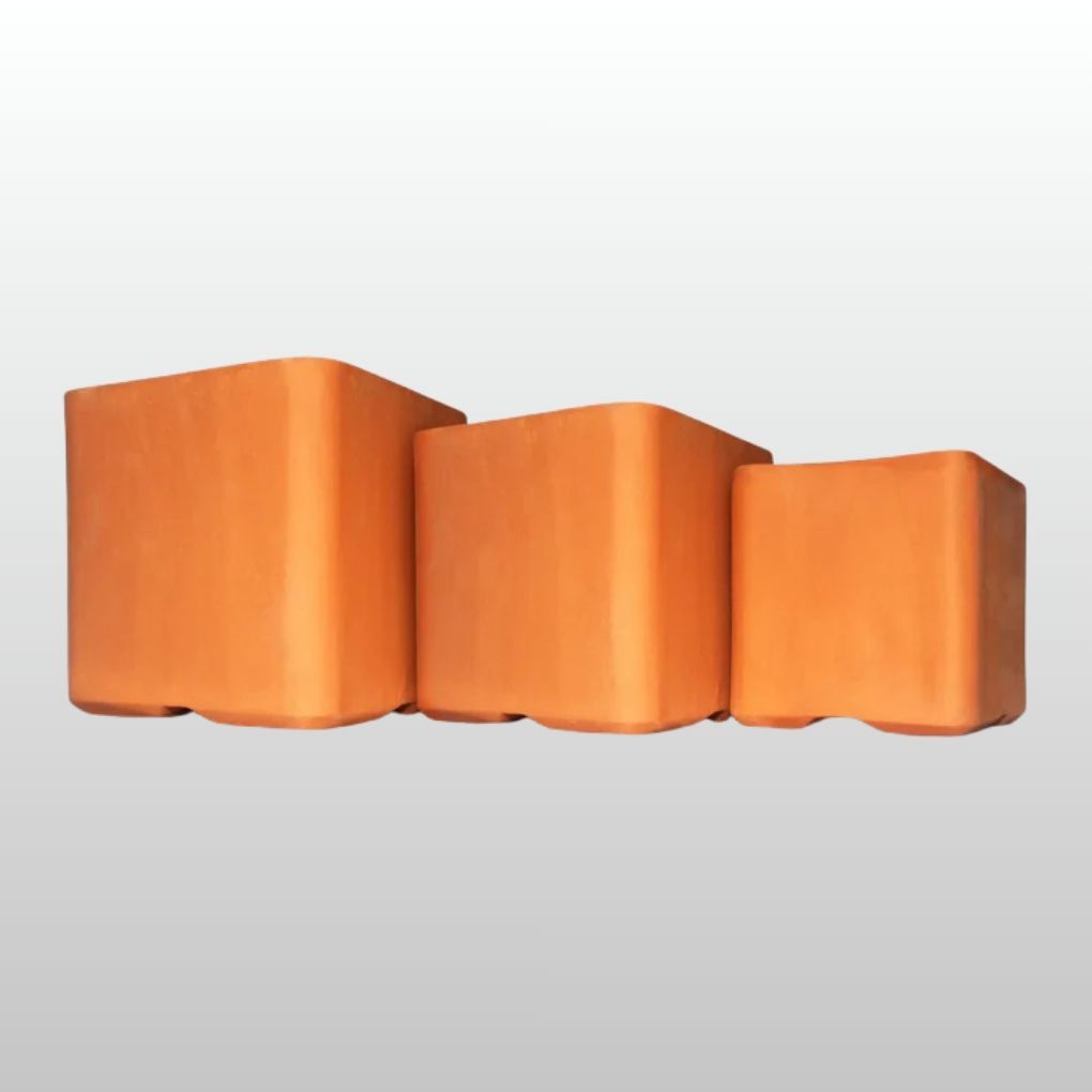 Cuboid Terracotta Planter: Set Of 3